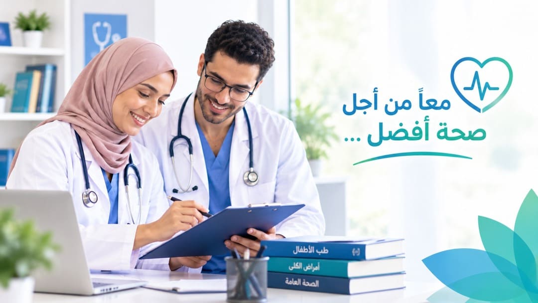 معًا من أجل صحة أفضل: فريق صحي يستعرض ملف مريض في العيادة